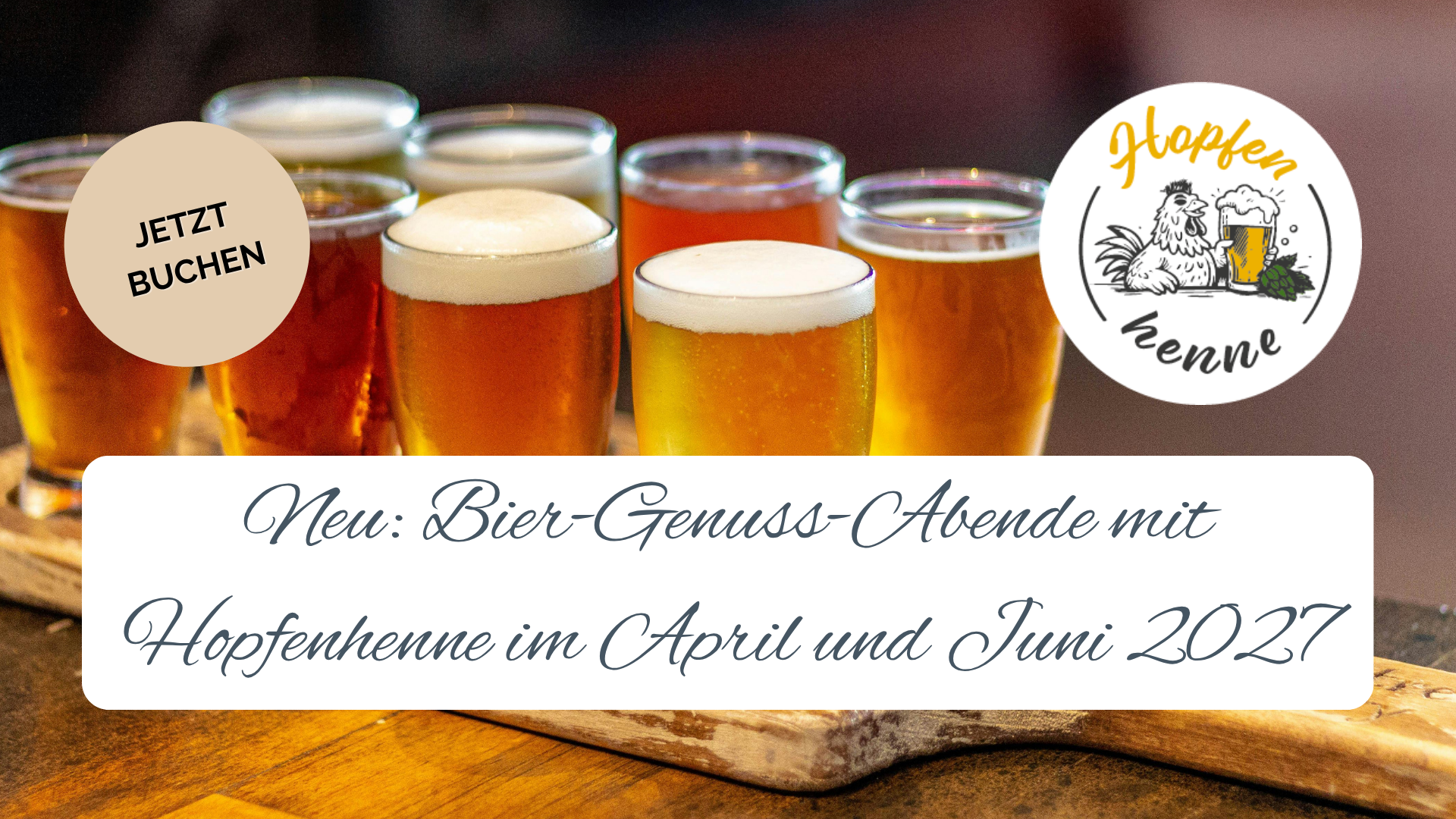 Bier-Genuss-Abende im Burgcafé Langenfeld: Deutsche Bierstile am 23. April und Sommerbiere am 18. Juni 2027, jeweils 55 Euro.